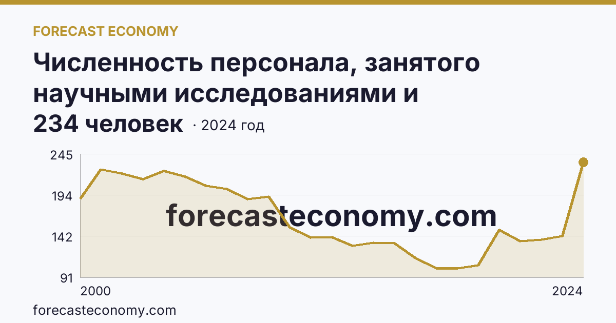 Численность персонала, занятого научными исследованиями и разработками, по категориям — прочие — Амурская область: график динамики 2000–2024, последнее значение 234 человек