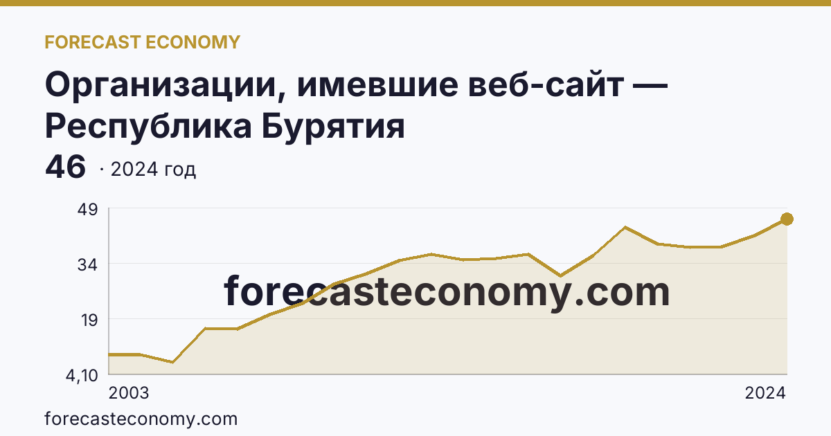 Организации, имевшие веб-сайт — Республика Бурятия: график динамики 2003–2024, последнее значение 46