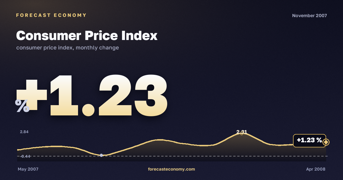 Consumer Price Index in November 2007 — chart with the monthly value, source Rosstat